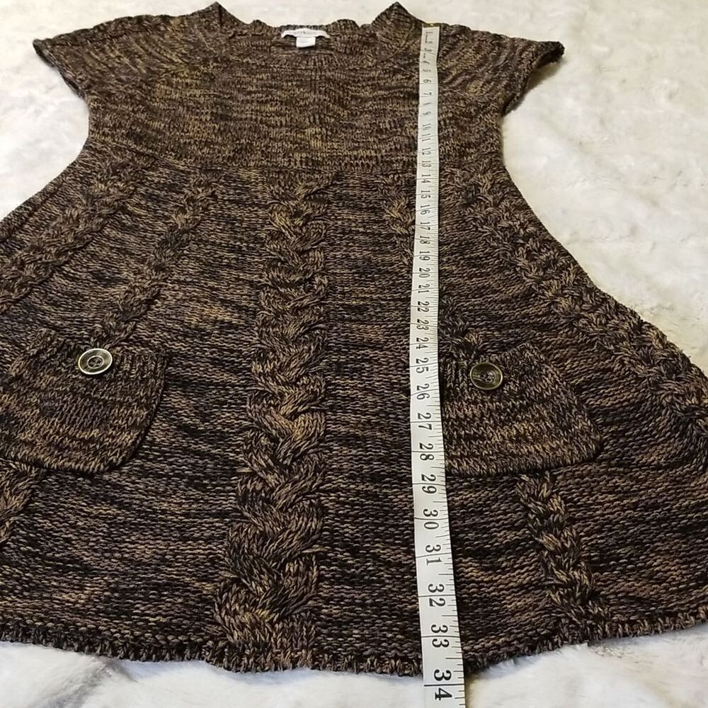 Sweater Dress Womens Medium Brown Marbled Knit Fall Winter Stretch Flared Y2K - Picture 5 of 7